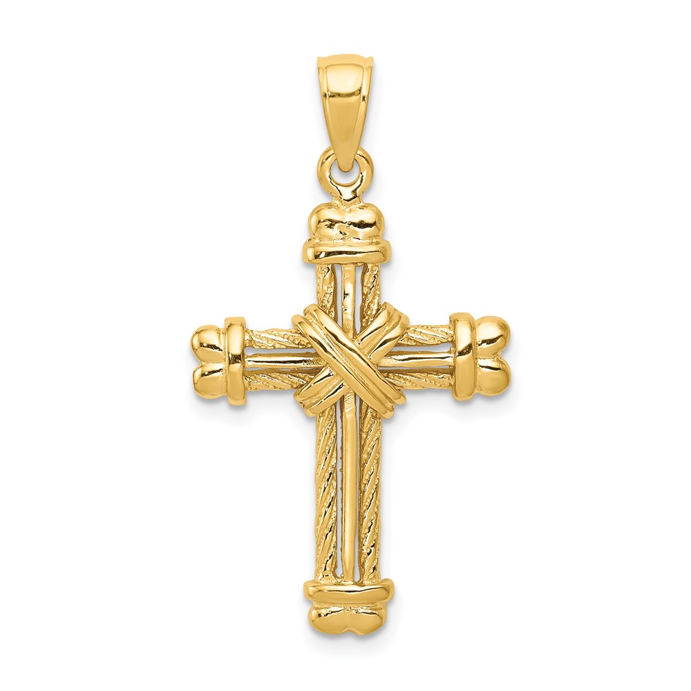 10K Gold Polished Textured Cross Pendant (10K5463)