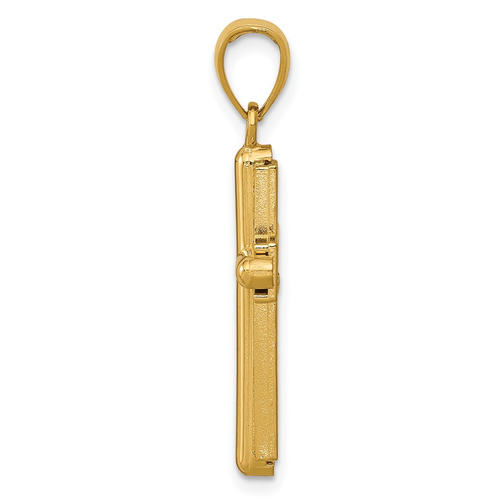 10K Gold Polished Beveled Stick Cross W/Frame Pendant (10K5499)
