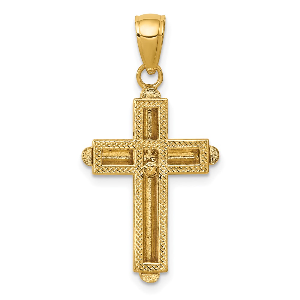 10K Gold Polished Beveled Stick Cross W/Frame Pendant (10K5499)