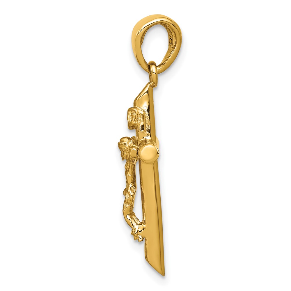 10K Gold Polished 2-D Crucifix with Jesus on Cross Pendant (10K5566)