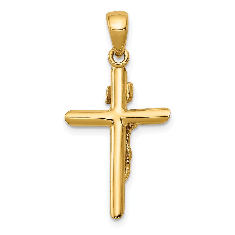 10K Gold Polished 2-D Crucifix with Jesus on Cross Pendant (10K5566)