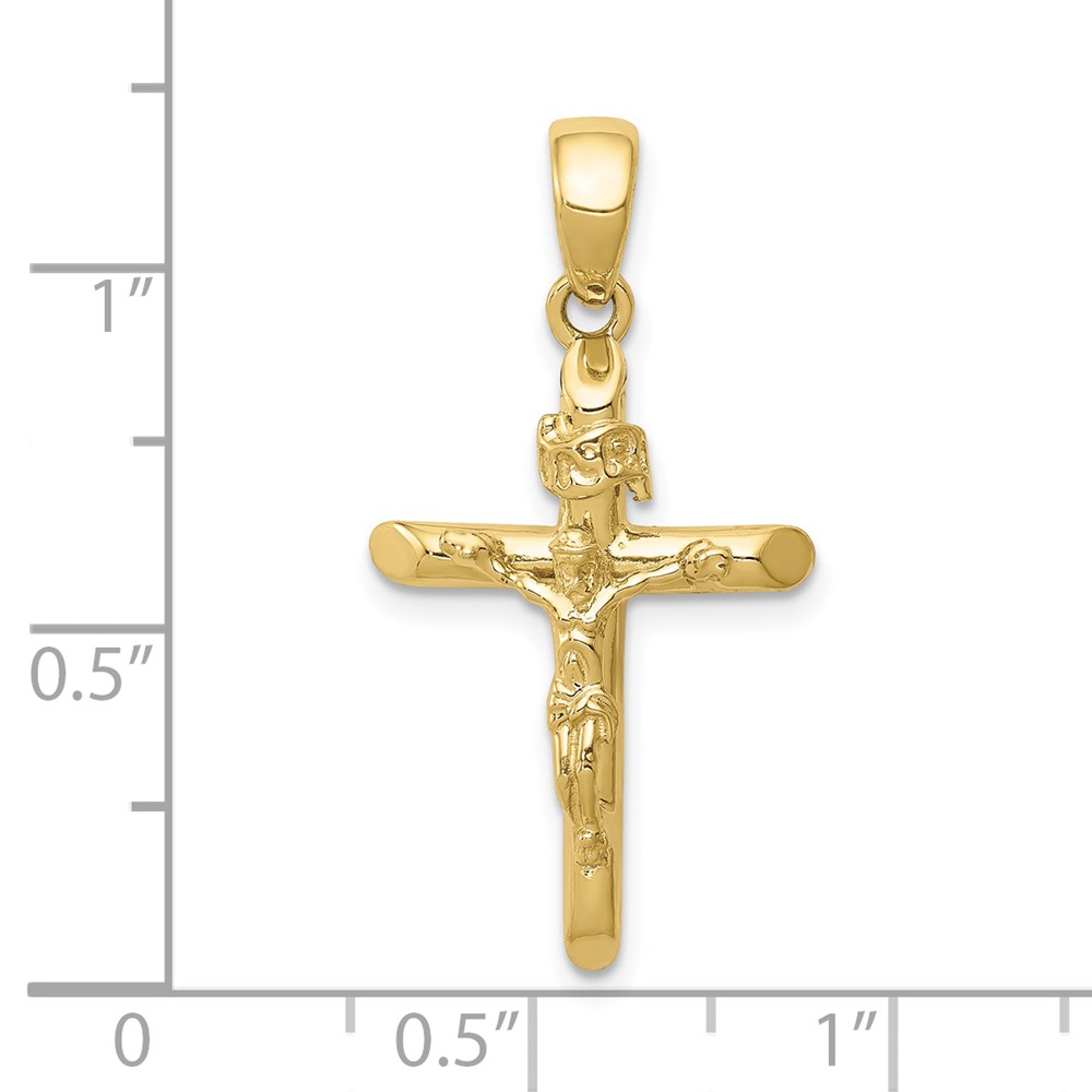 10K Gold Polished 2-D Crucifix with Jesus on Cross Pendant (10K5566)