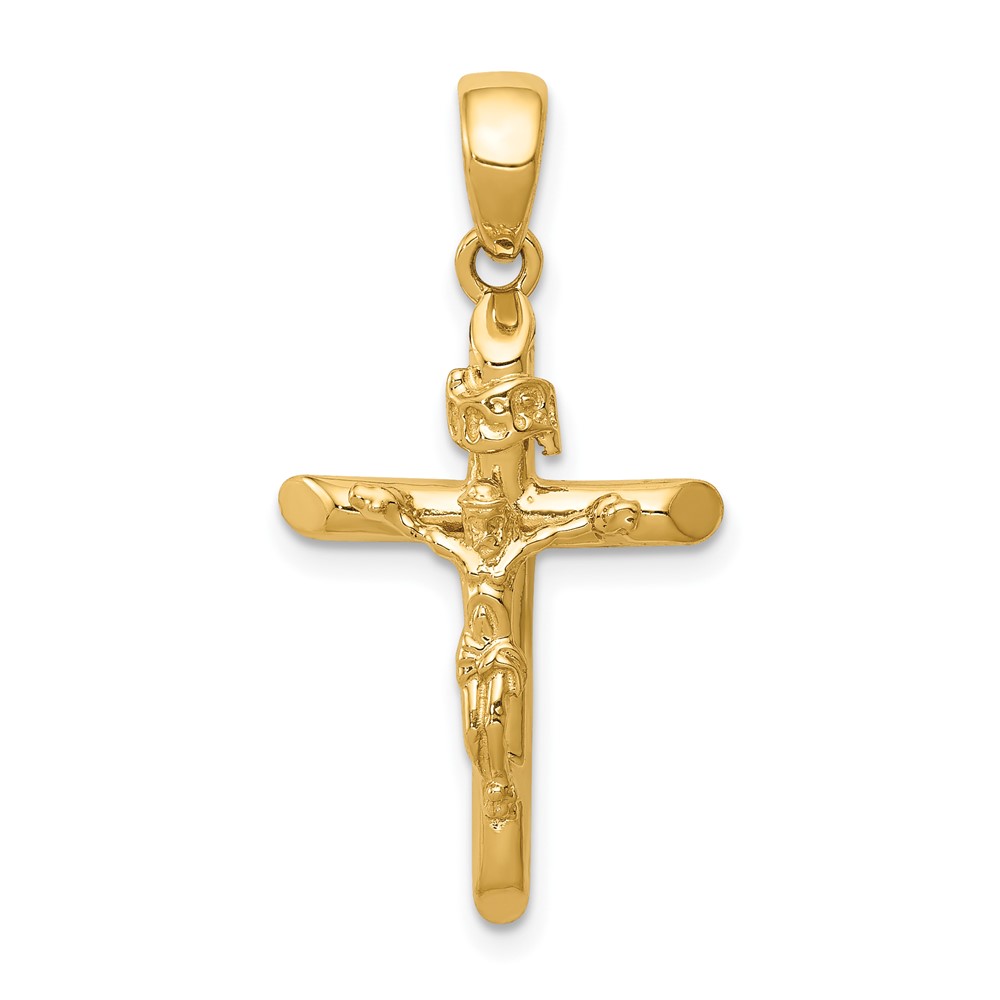 10K Gold Polished 2-D Crucifix with Jesus on Cross Pendant (10K5566)