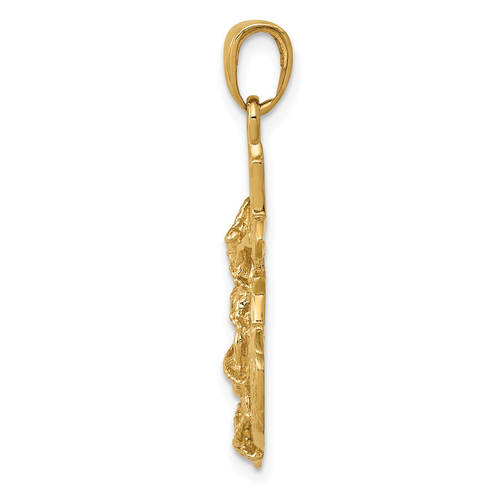 10K Polished & Textured 2-D Mariners Crucifix Rope/Wheel Pendant (10K5577)