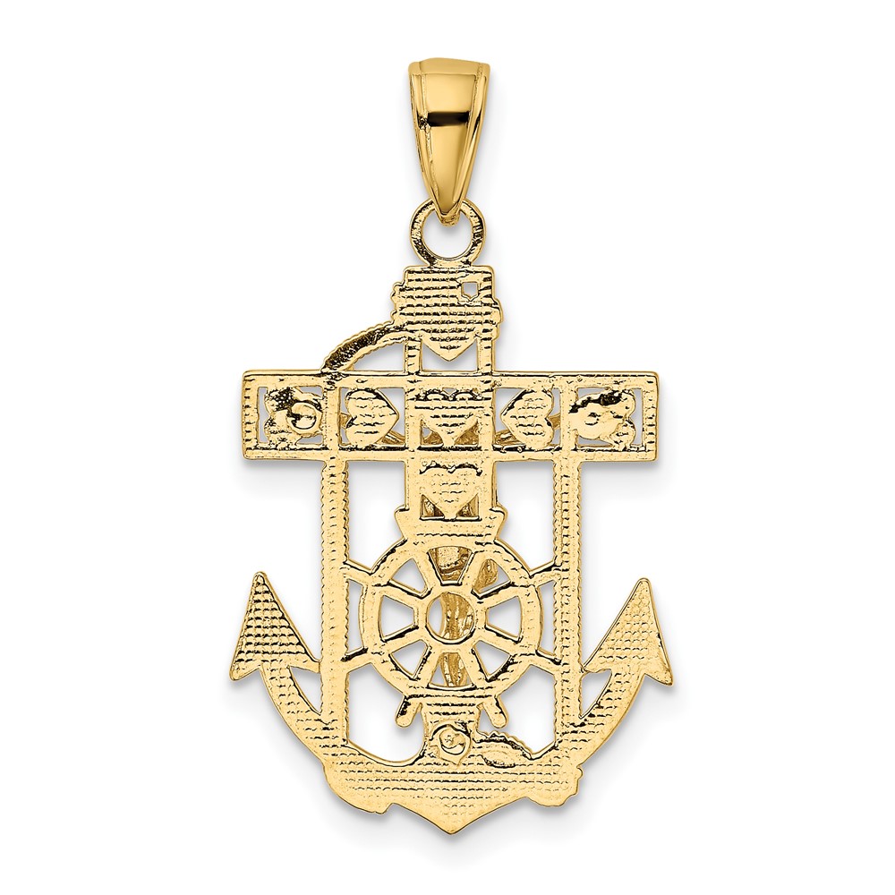 10K Gold Polished & Textured Mini Mariners Crucifix Pendant (10K5581)