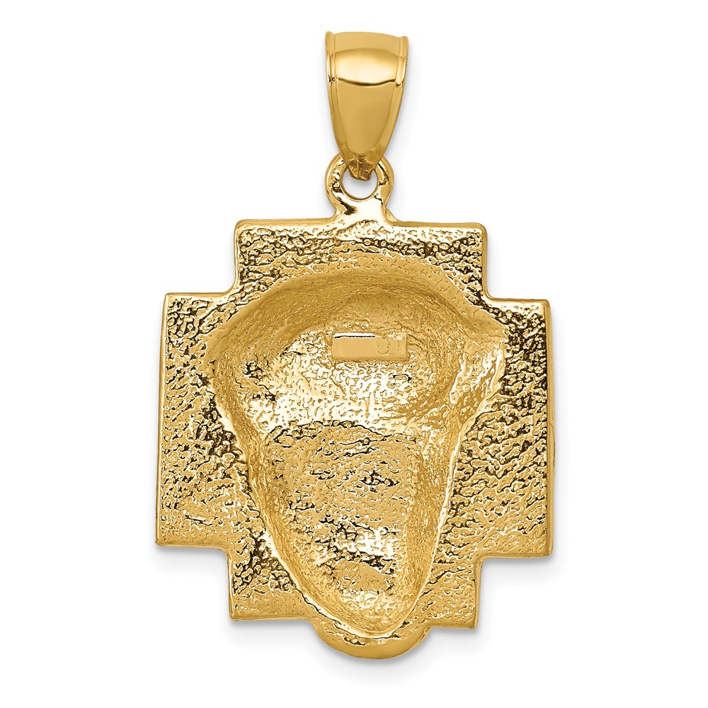 10K Gold Polished 2-D Large Jesus Head with Crown Pendant (10K5584)