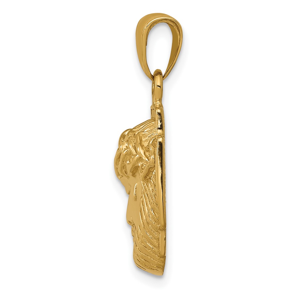 10K Gold Polished 2-D Small Jesus Head with Crown Pendant (10K5585)