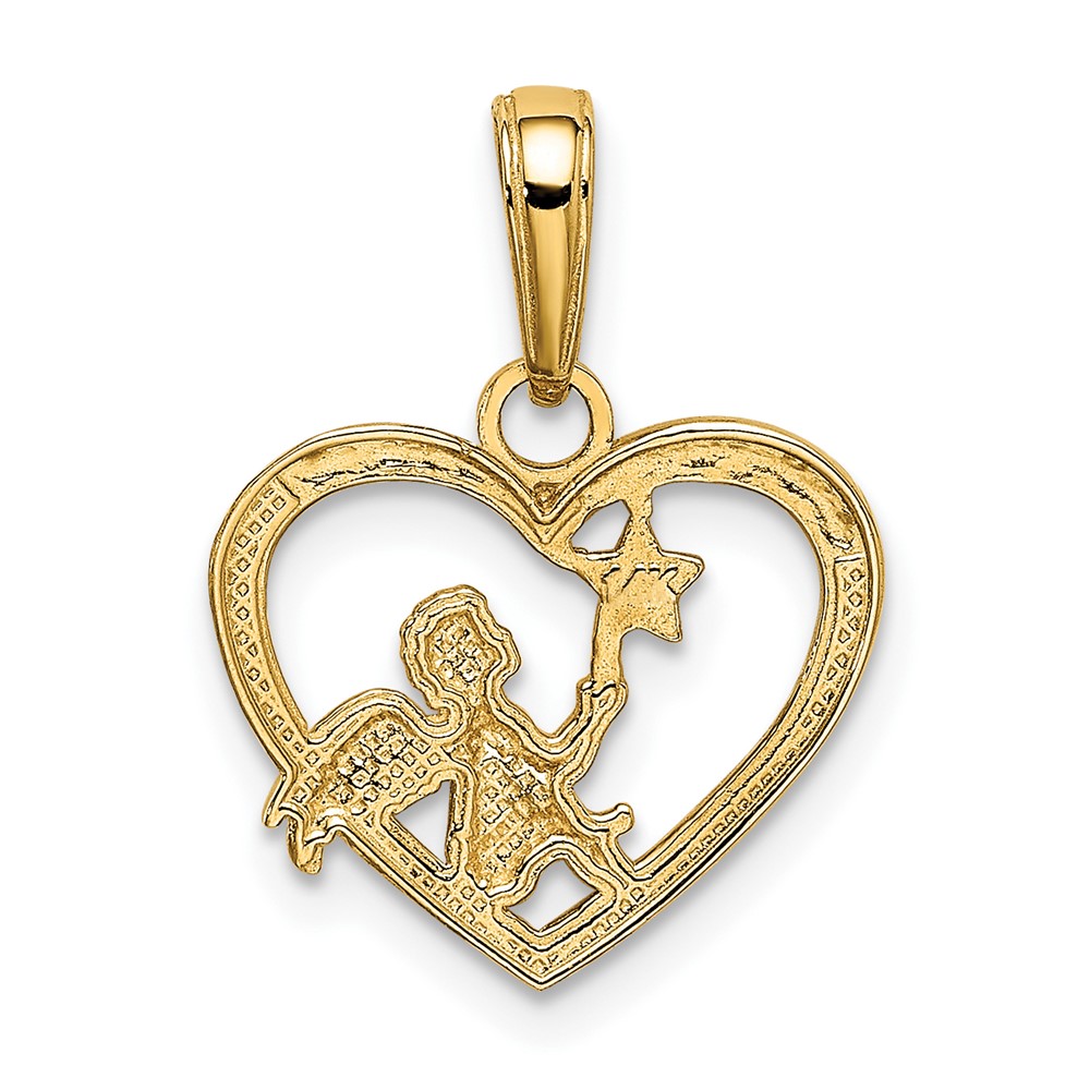 10K w/Rhodium Angel in Heart w/ Star Pendant (10K5693)