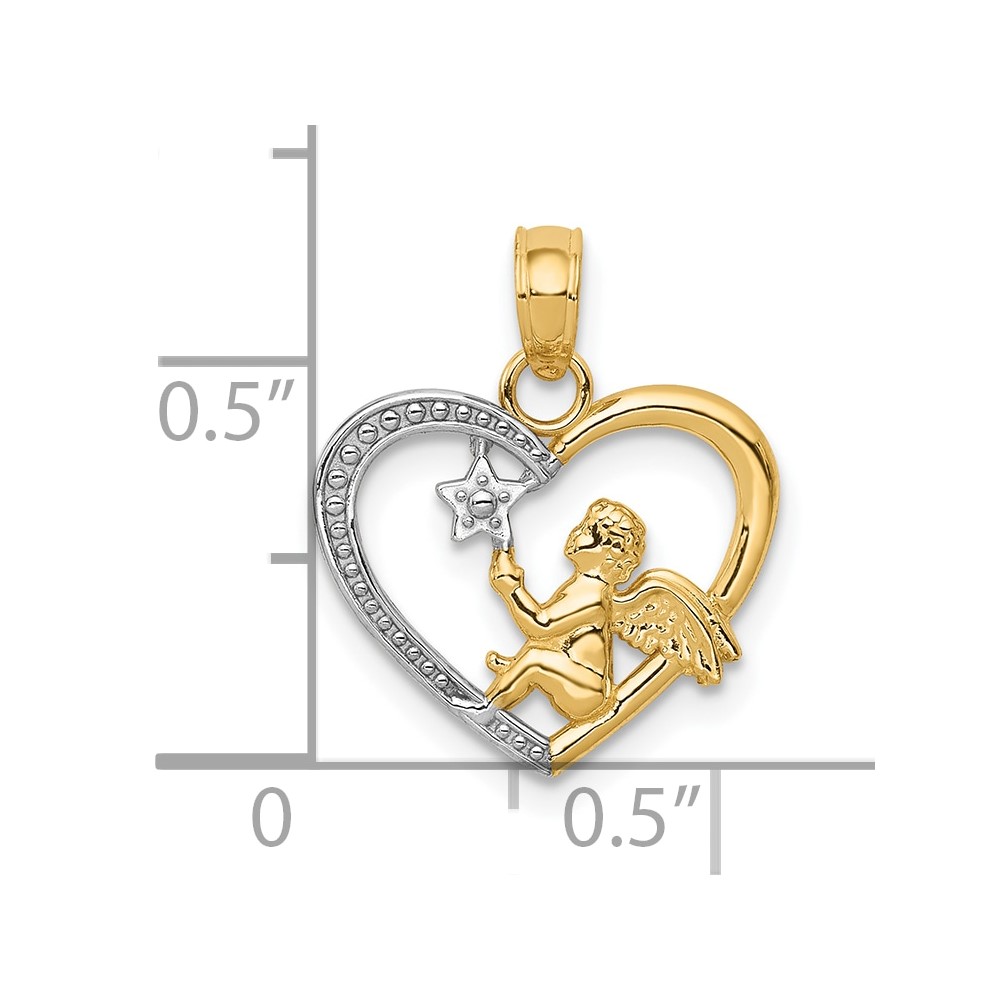 10K w/Rhodium Angel in Heart w/ Star Pendant (10K5693)