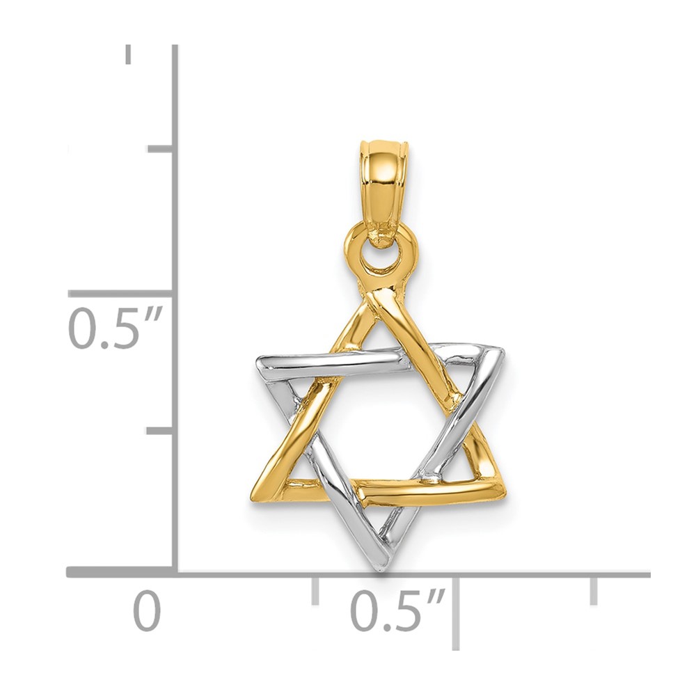 10K Two-tone Polished Star of David Pendant (10K5711)