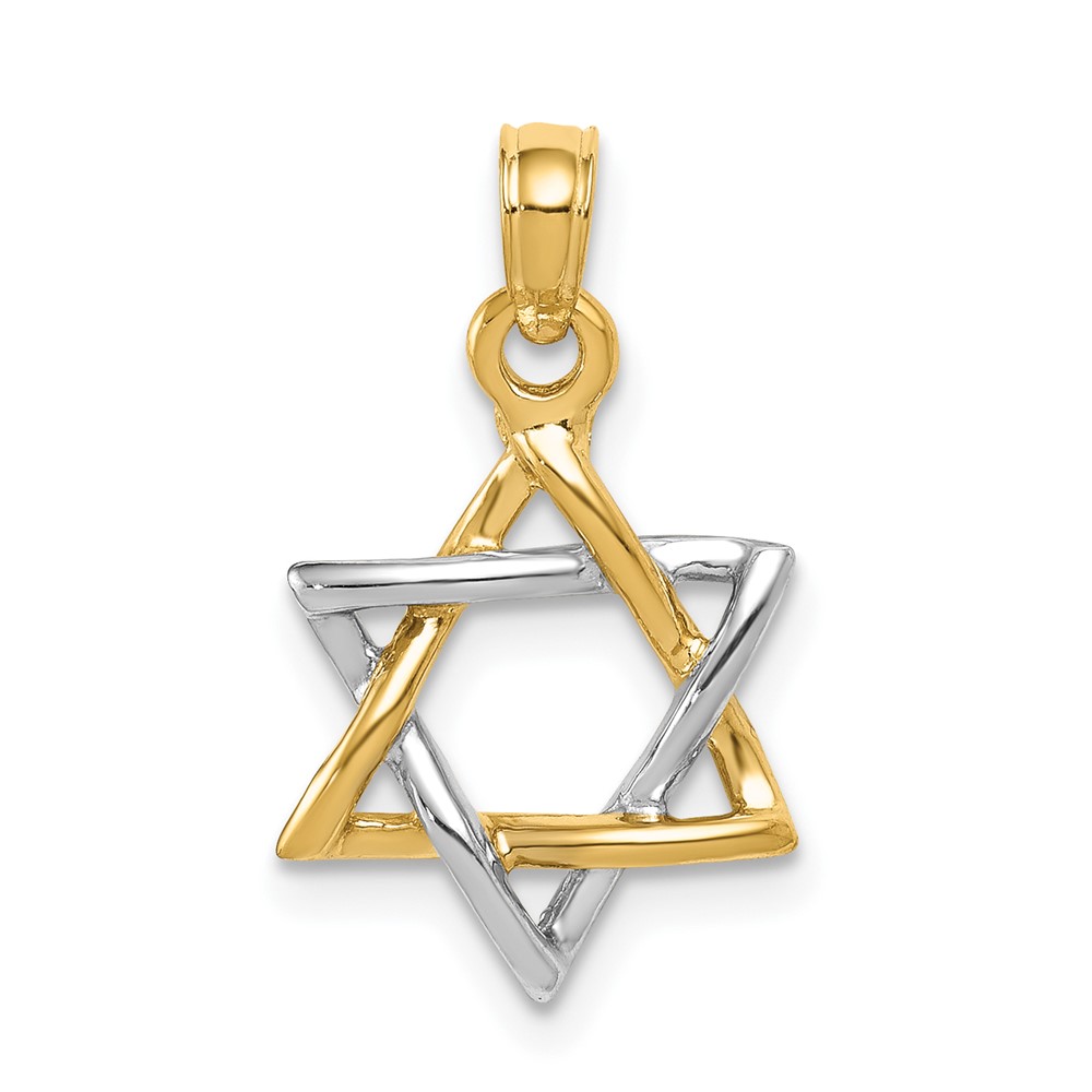 10K Two-tone Polished Star of David Pendant (10K5711)