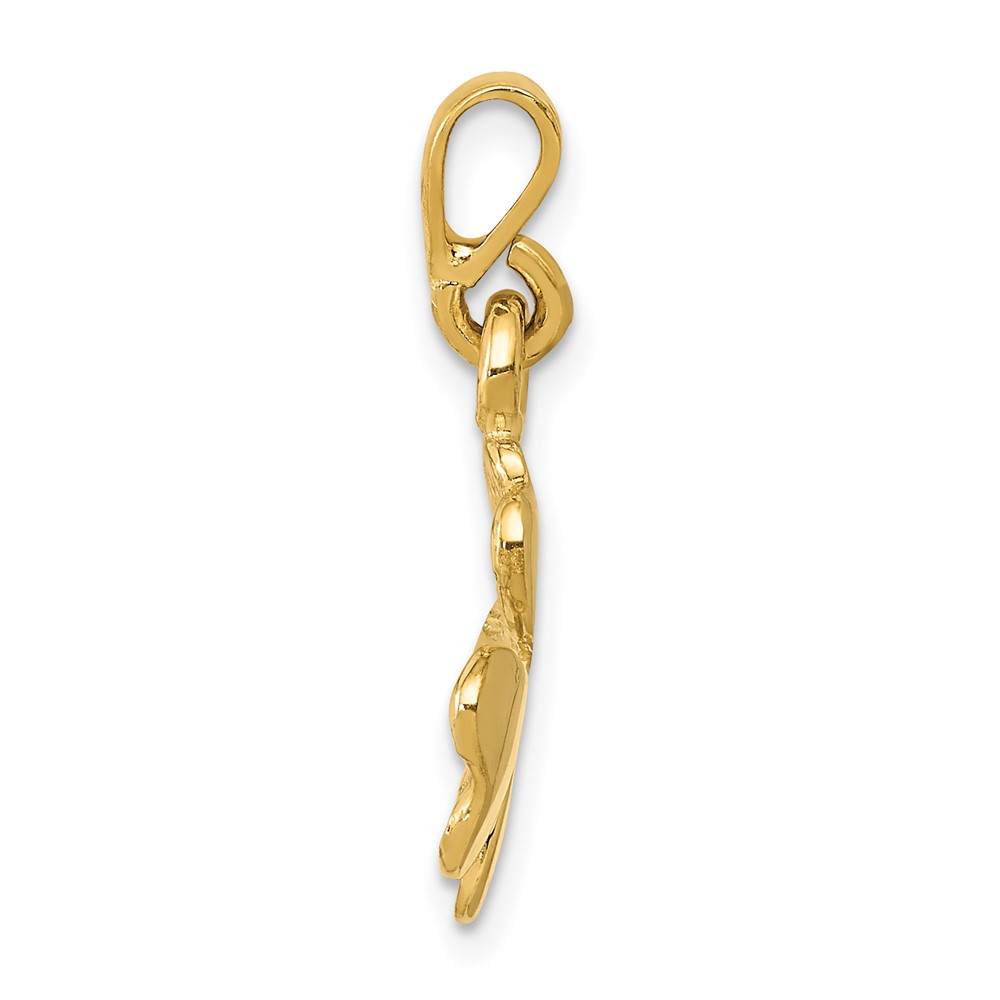 10k Gold Polished & Textured Four Leaf Clover Pendant (10K5930)