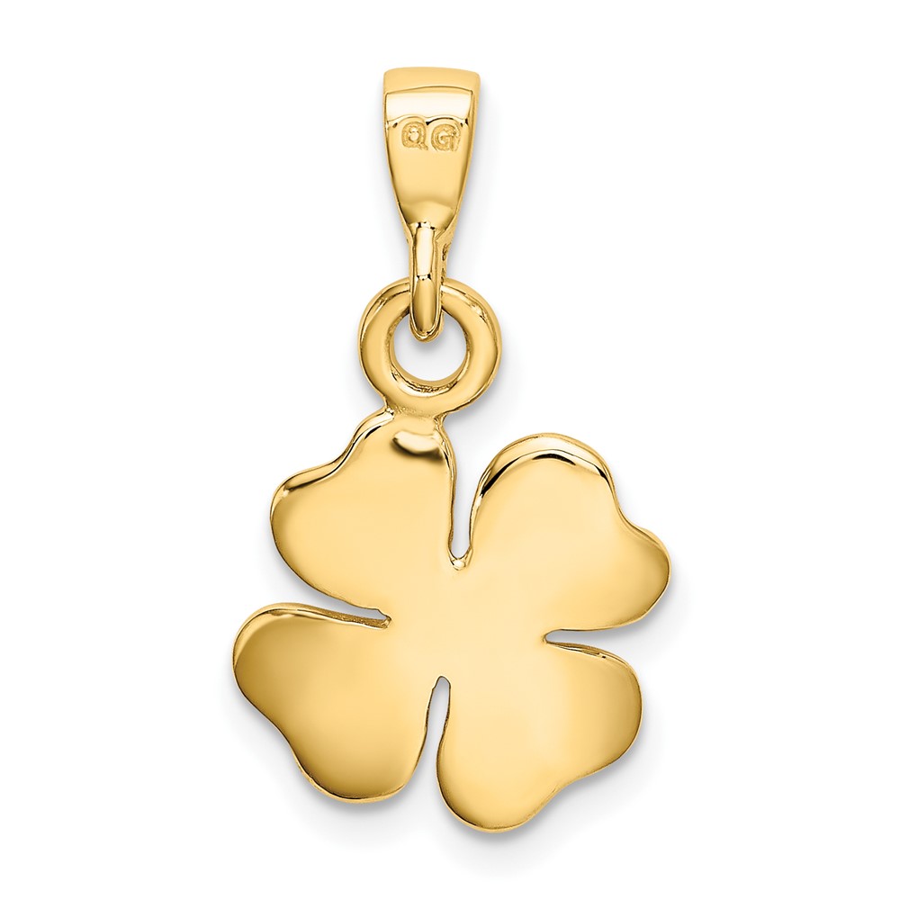 10k Gold Polished & Textured Four Leaf Clover Pendant (10K5930)