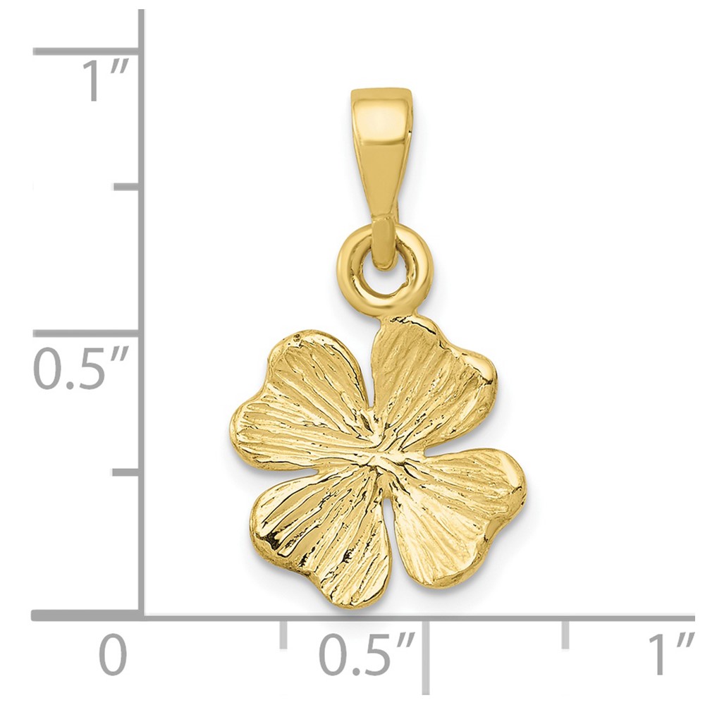 10k Gold Polished & Textured Four Leaf Clover Pendant (10K5930)
