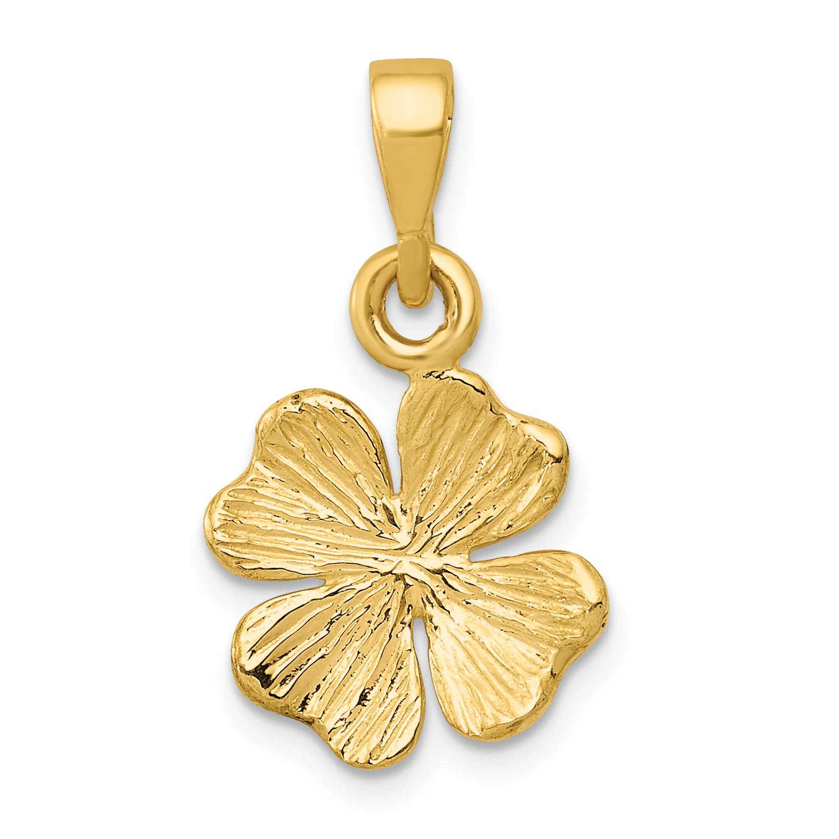 10k Gold Polished & Textured Four Leaf Clover Pendant (10K5930)