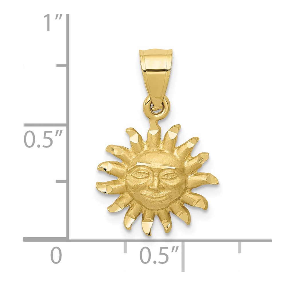 10k Satin Diamond-cut Sun Pendant (10K5967)