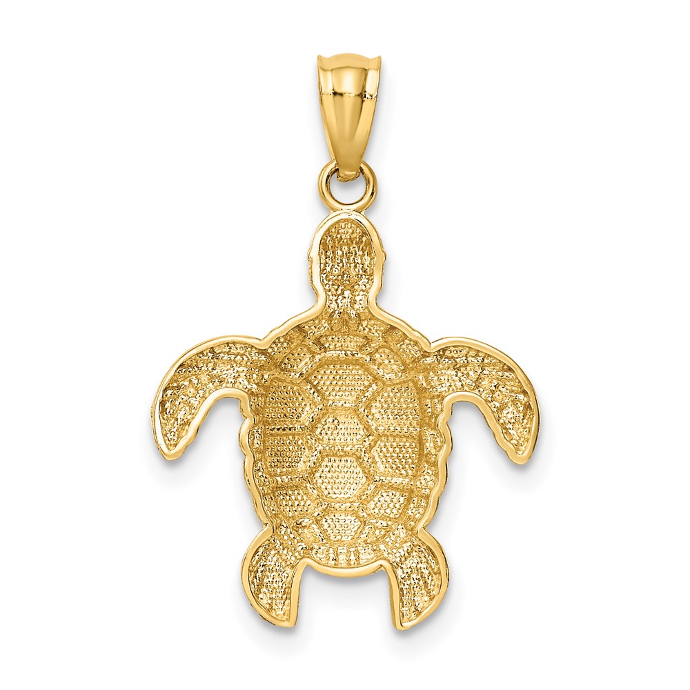 10k Diamond-cut Polished Sea Turtle Pendant (10K6033)