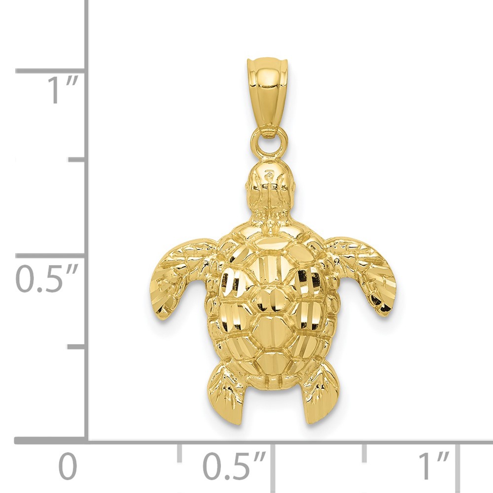10k Diamond-cut Polished Sea Turtle Pendant (10K6033)