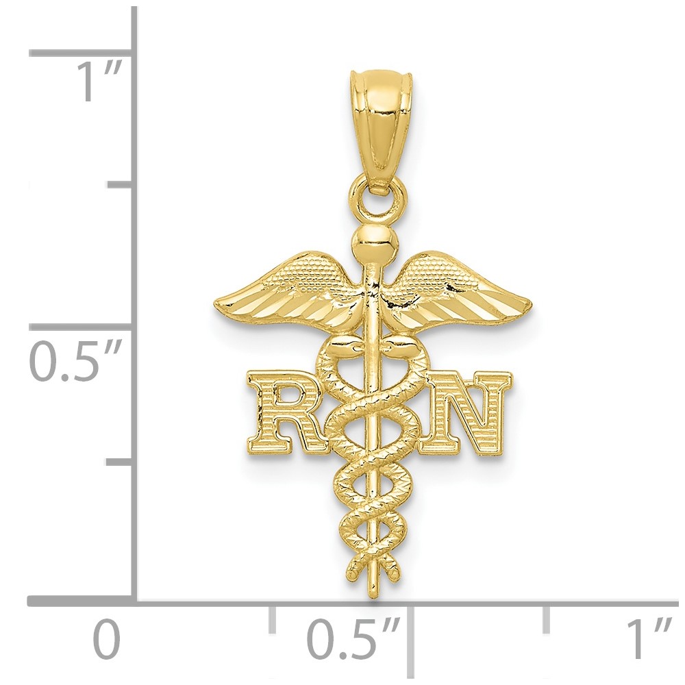 10k Diamond-cut Polished RN Nurse Pendant (10K6119)