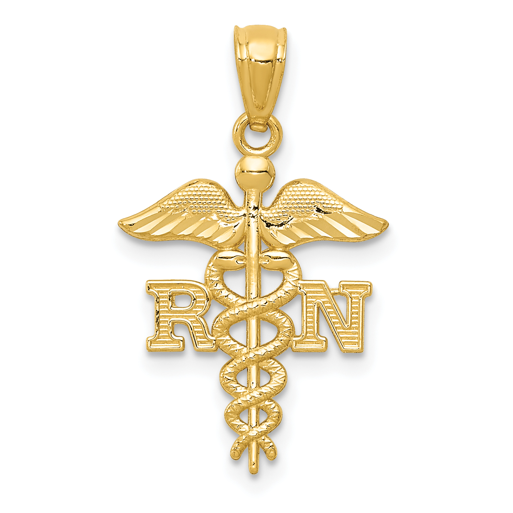 10k Diamond-cut Polished RN Nurse Pendant (10K6119)