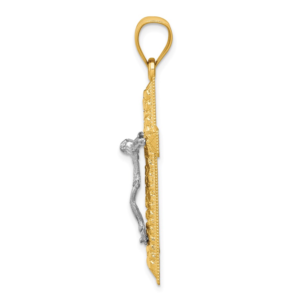 10k Two-tone Diamond Cut Crucifix Pendant (10K6304)