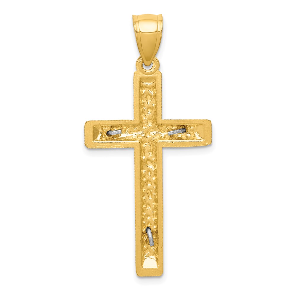 10k Two-tone Diamond Cut Crucifix Pendant (10K6304)