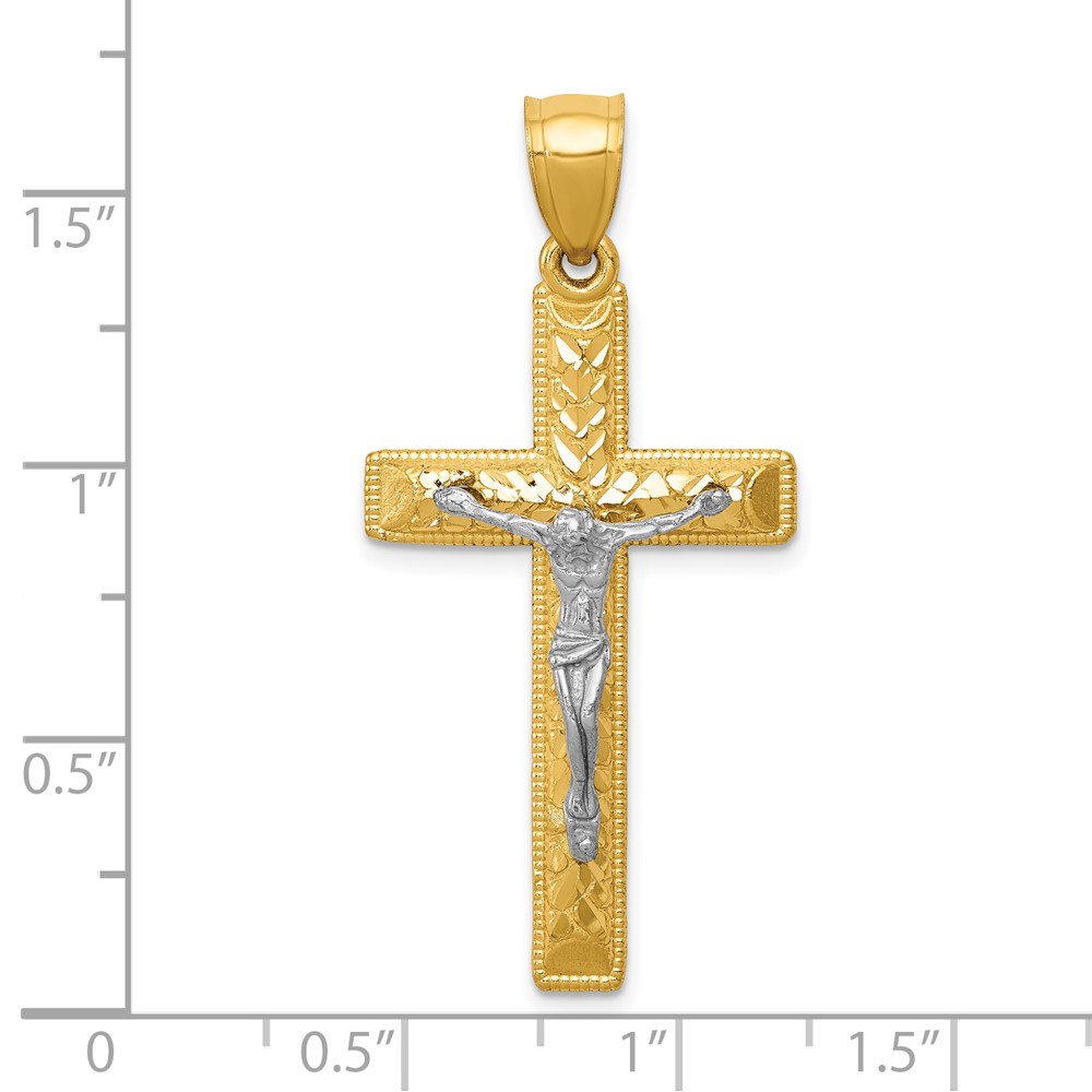 10k Two-tone Diamond Cut Crucifix Pendant (10K6304)