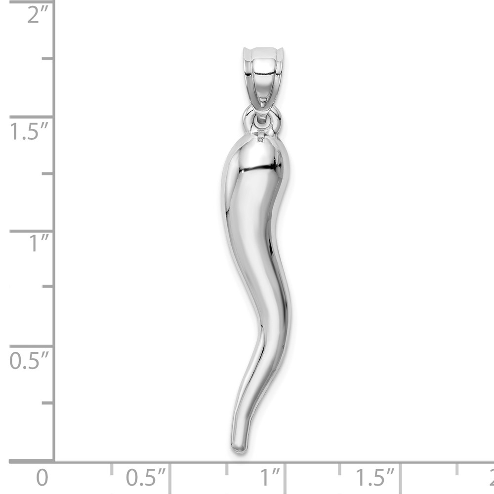 10k White Gold Hollow Italian Horn Pendant (10K6385)