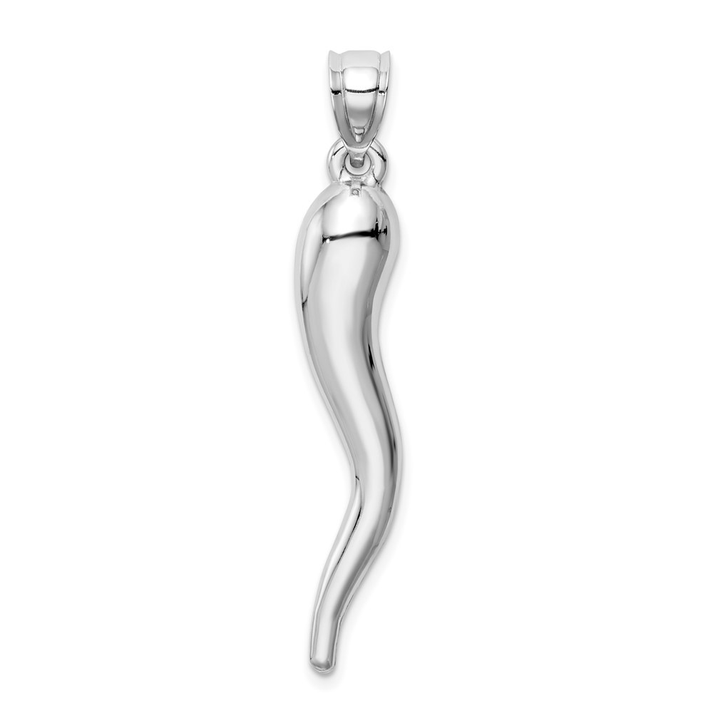 10k White Gold Hollow Italian Horn Pendant (10K6385)