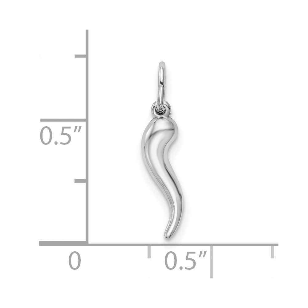 10k White Gold Hollow Italian Horn Pendant (10K6387)