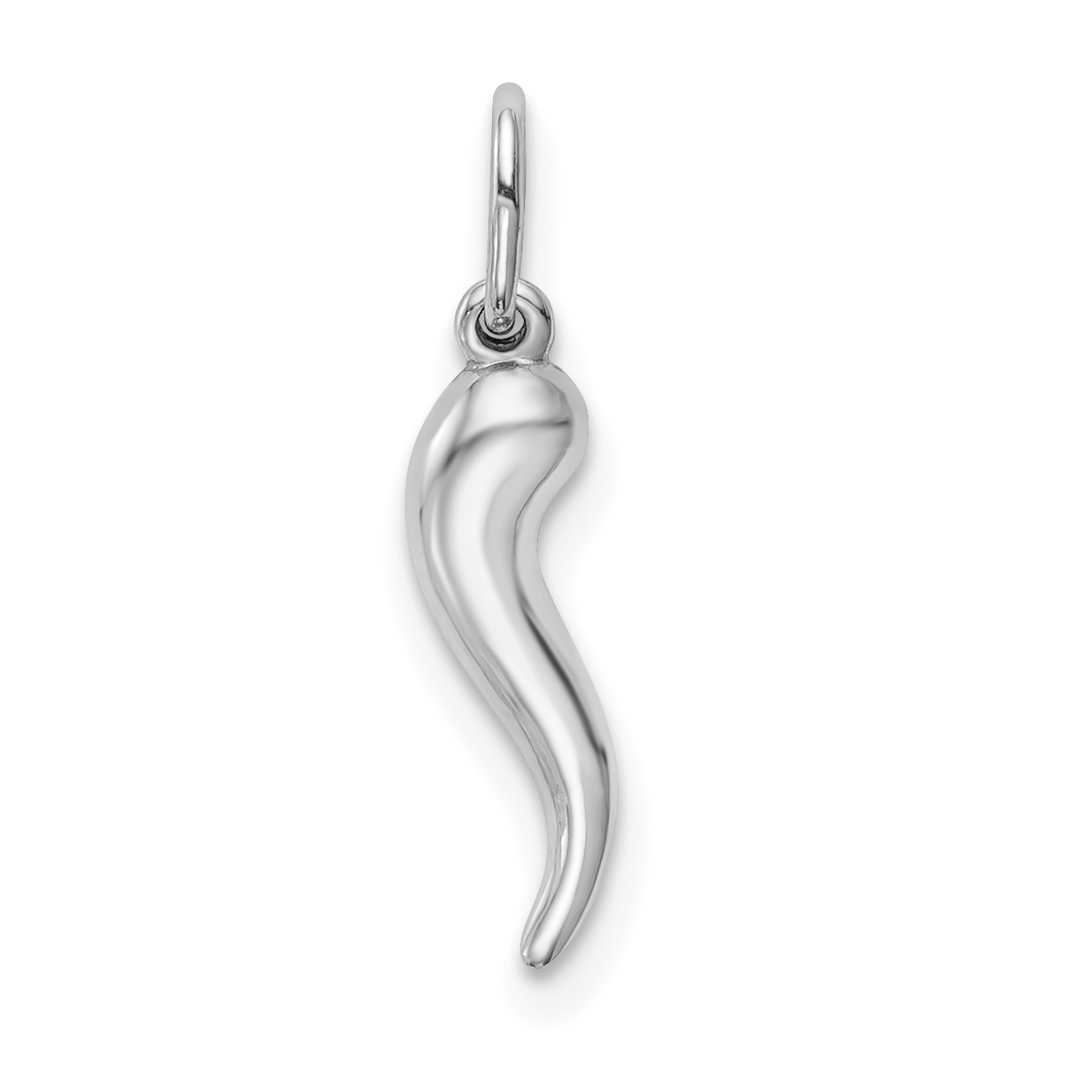 10k White Gold Hollow Italian Horn Pendant (10K6387)