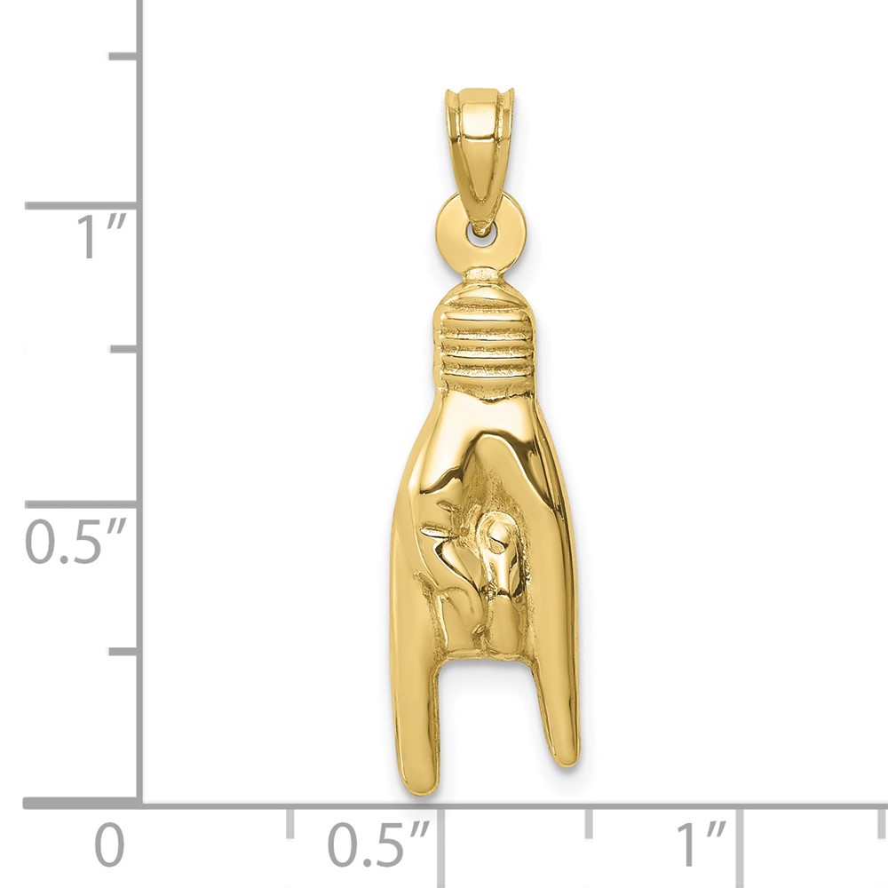10K 3D Hollow Rock On Sign Charm (10K6392)