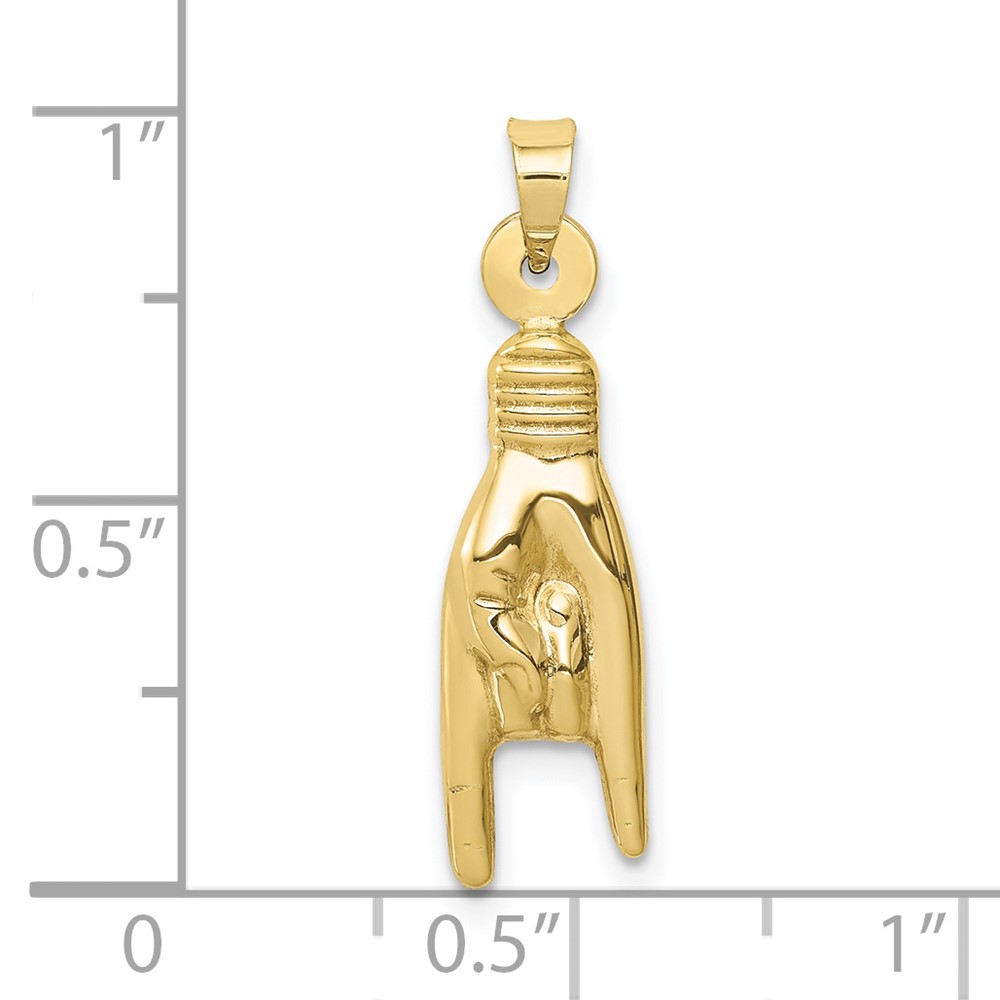 10K 3D Hollow Rock On Sign Charm (10K6393)