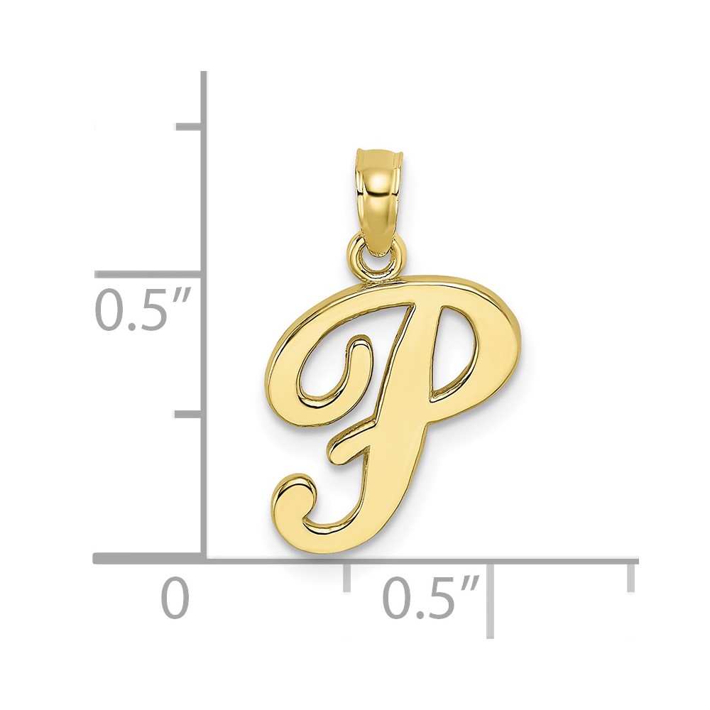 10K Polished P Script Initial Charm (10K6422P)