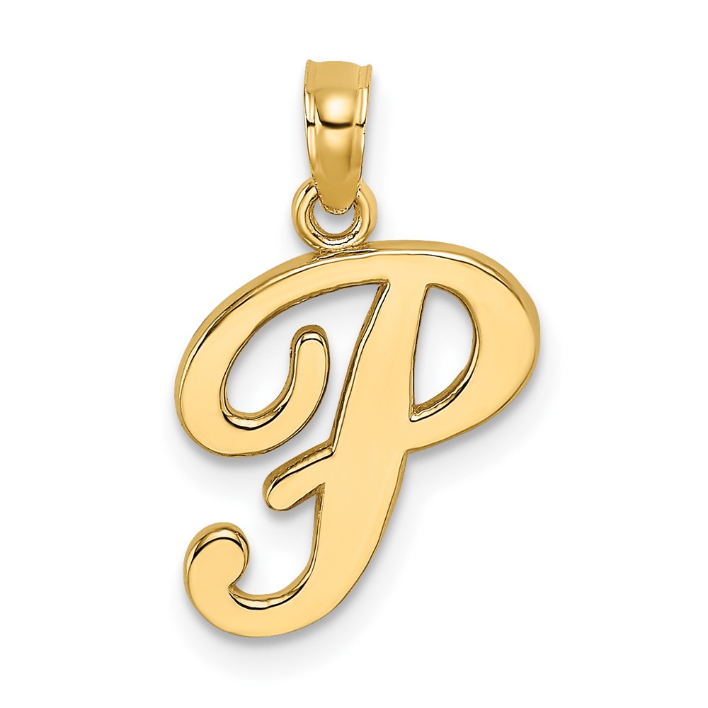 10K Polished P Script Initial Charm (10K6422P)
