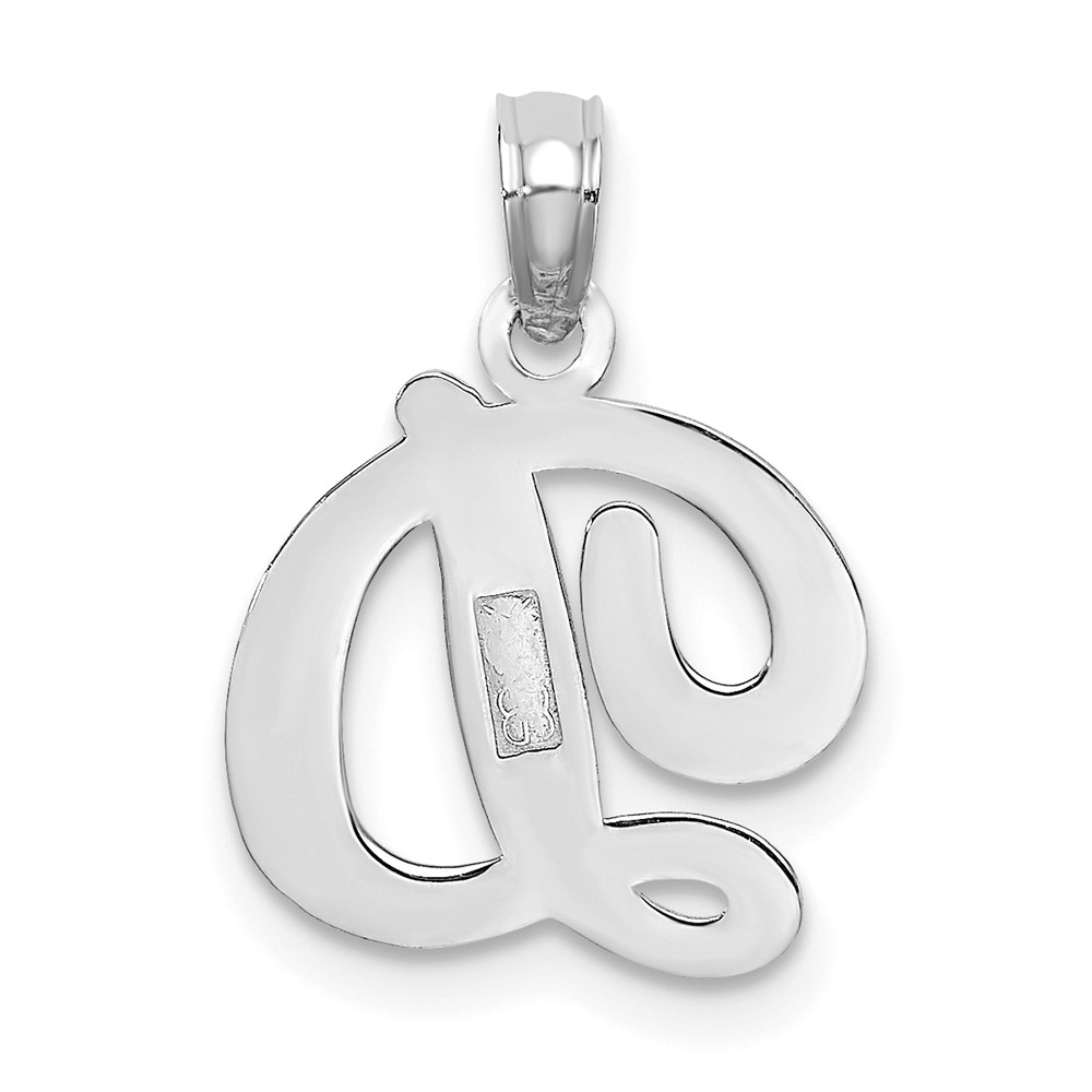 10K White Gold Polished D Script Initial Charm (10K6422WD)
