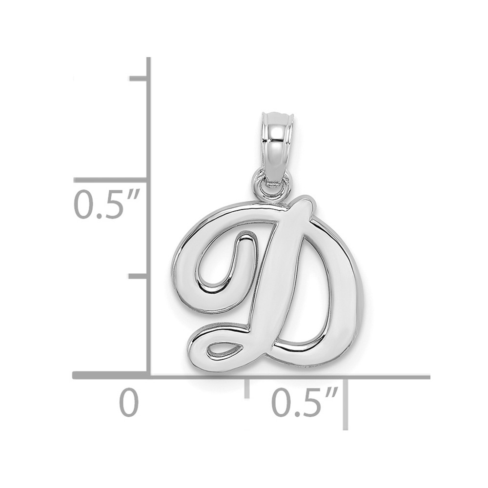 10K White Gold Polished D Script Initial Charm (10K6422WD)