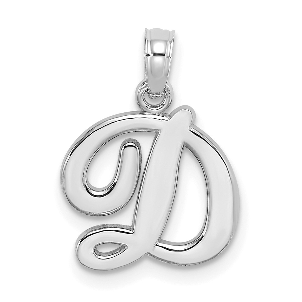 10K White Gold Polished D Script Initial Charm (10K6422WD)
