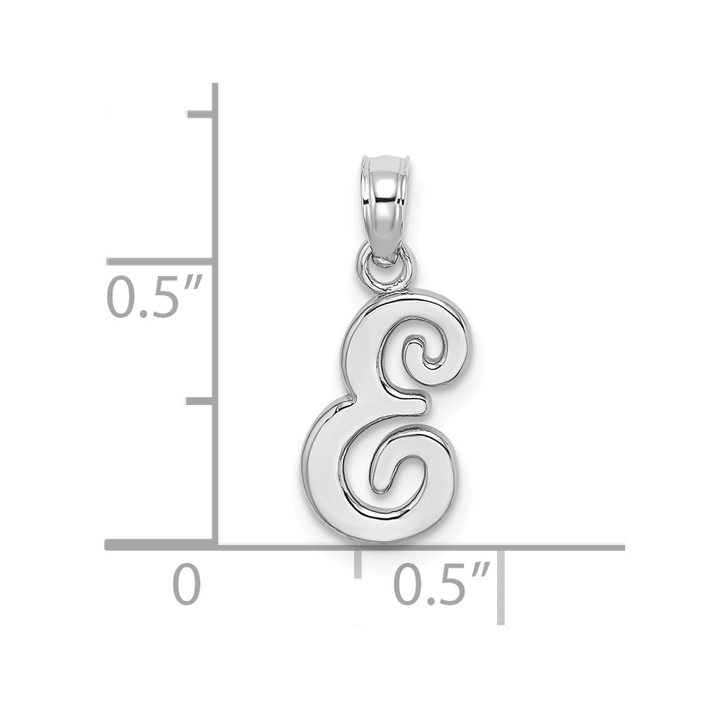 10K White Gold Polished E Script Initial Charm (10K6422WE)