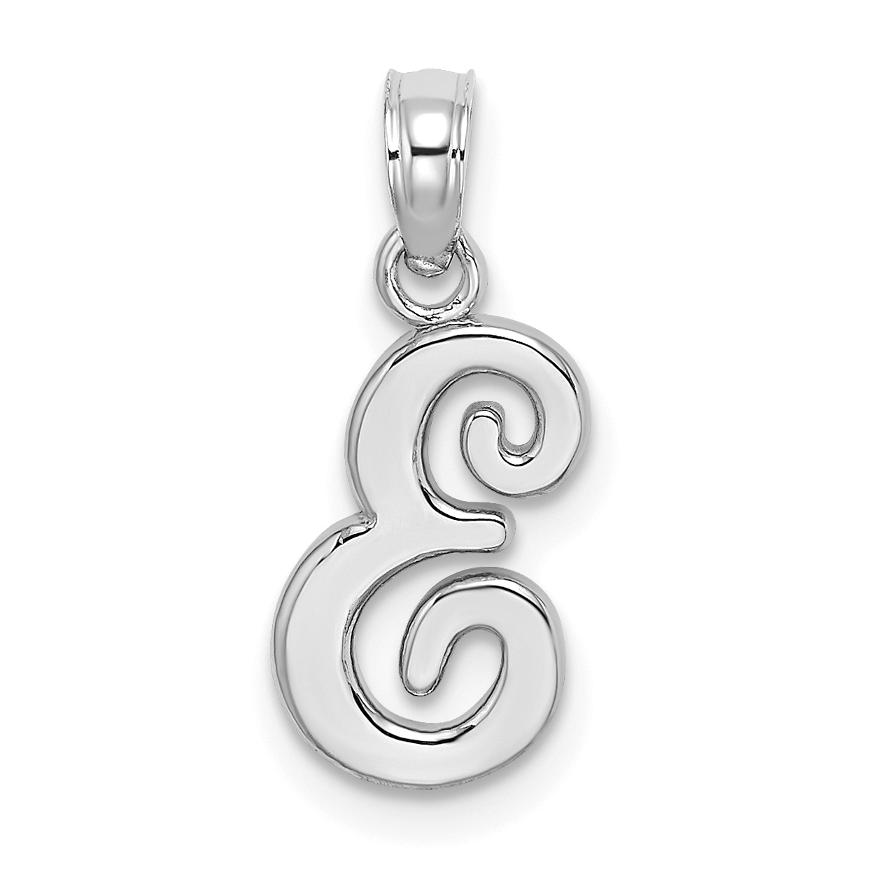 10K White Gold Polished E Script Initial Charm (10K6422WE)