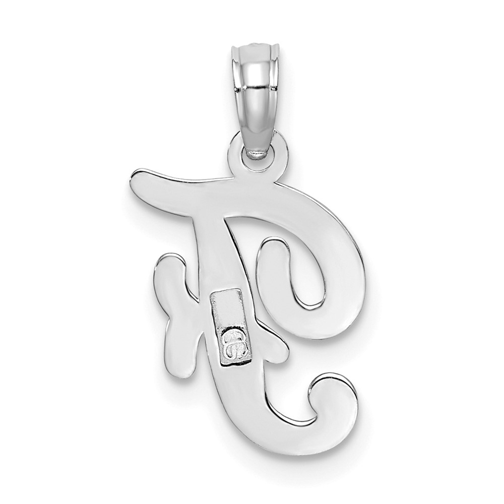 10K White Gold Polished F Script Initial Charm (10K6422WF)