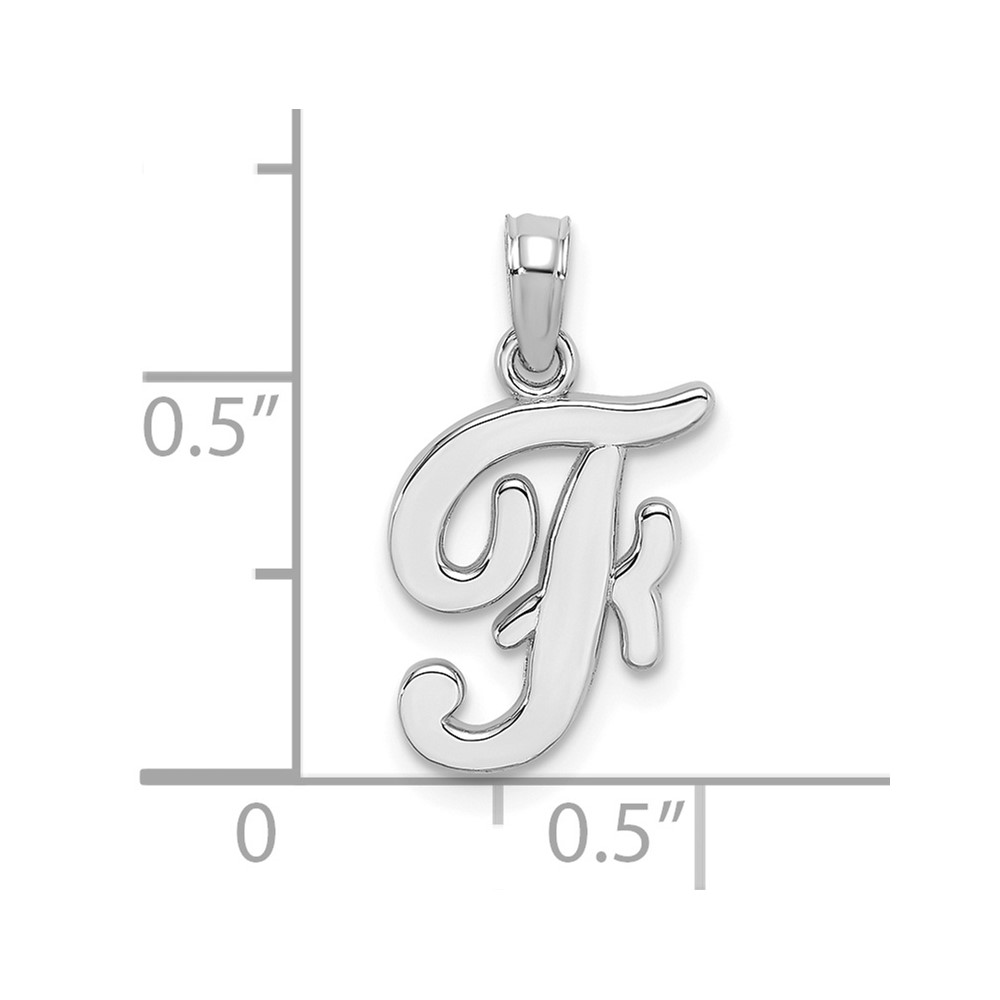 10K White Gold Polished F Script Initial Charm (10K6422WF)