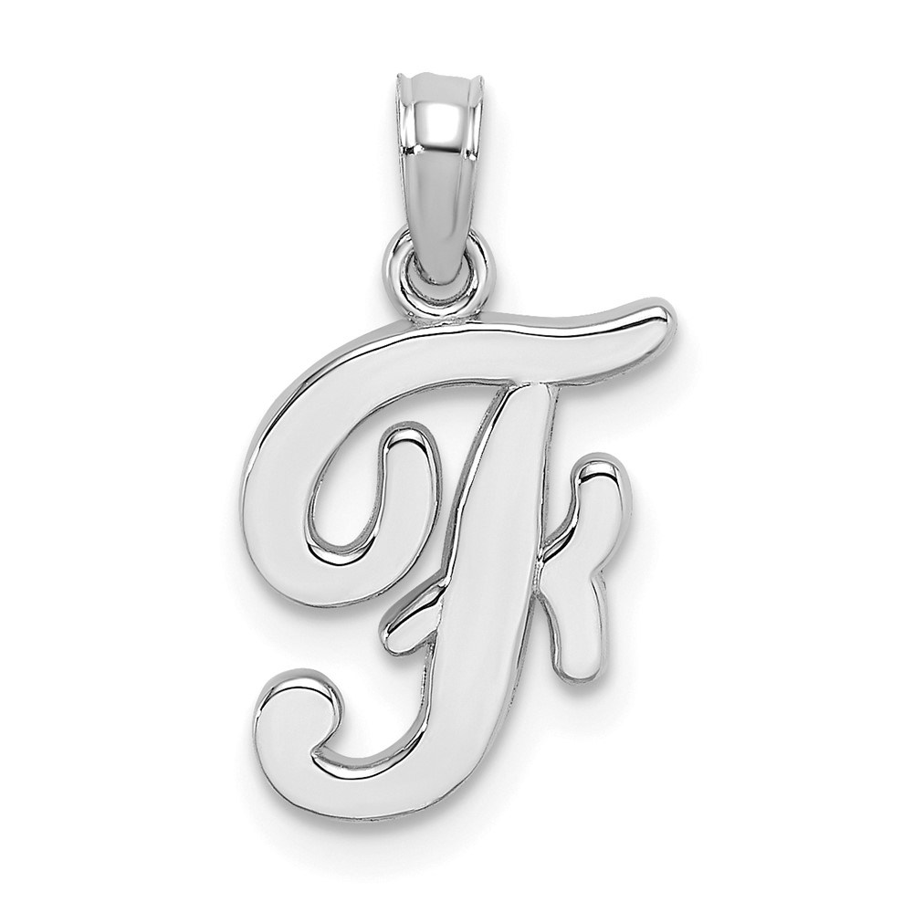 10K White Gold Polished F Script Initial Charm (10K6422WF)