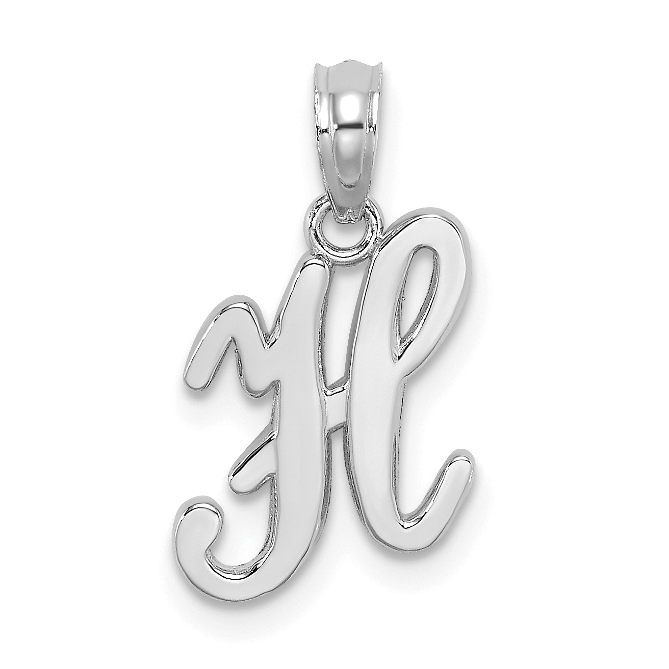 10K White Gold Polished H Script Initial Charm (10K6422WH)