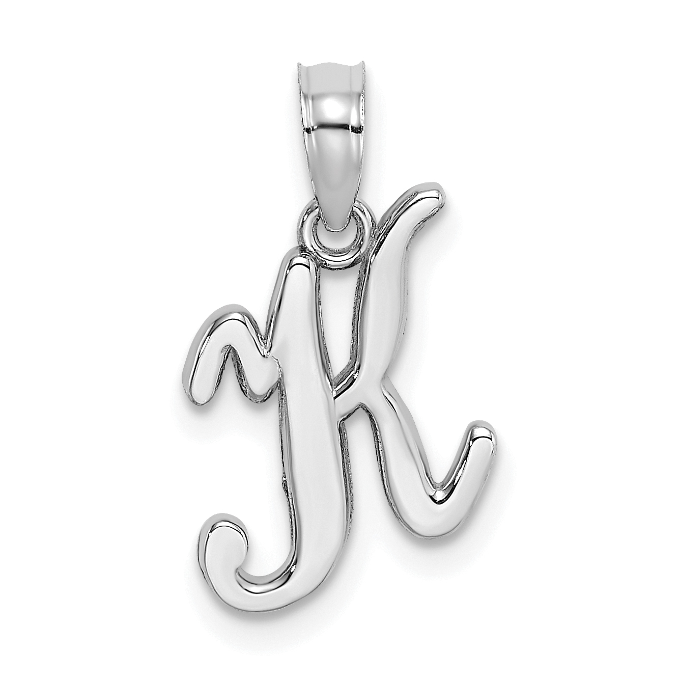 10K White Gold Polished K Script Initial Charm (10K6422WK)