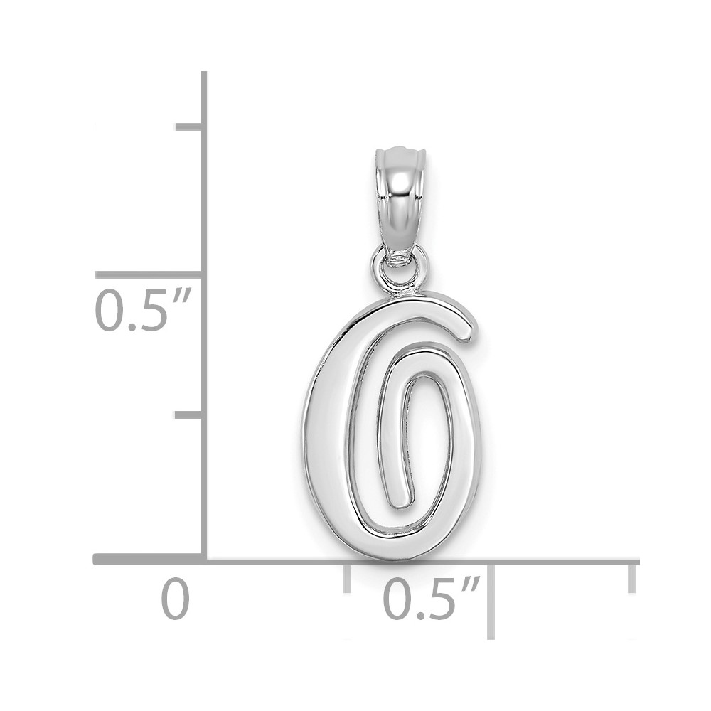 10K White Gold Polished O Script Initial Charm (10K6422WO)
