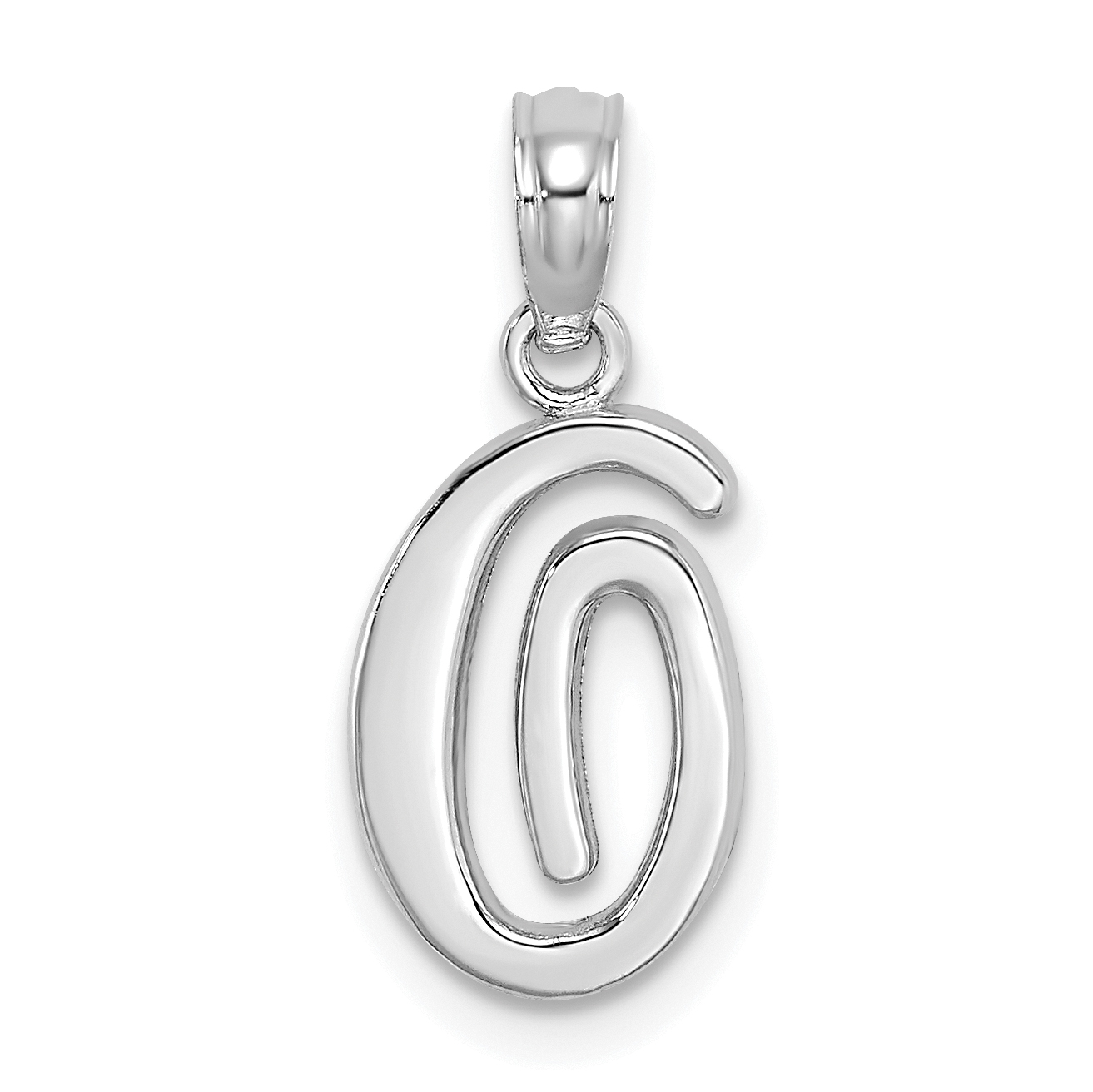 10K White Gold Polished O Script Initial Charm (10K6422WO)