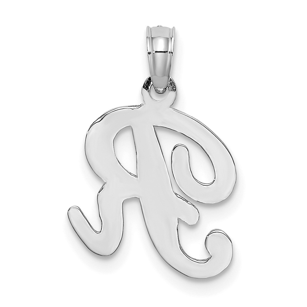 10K White Gold Polished R Script Initial Charm (10K6422WR)