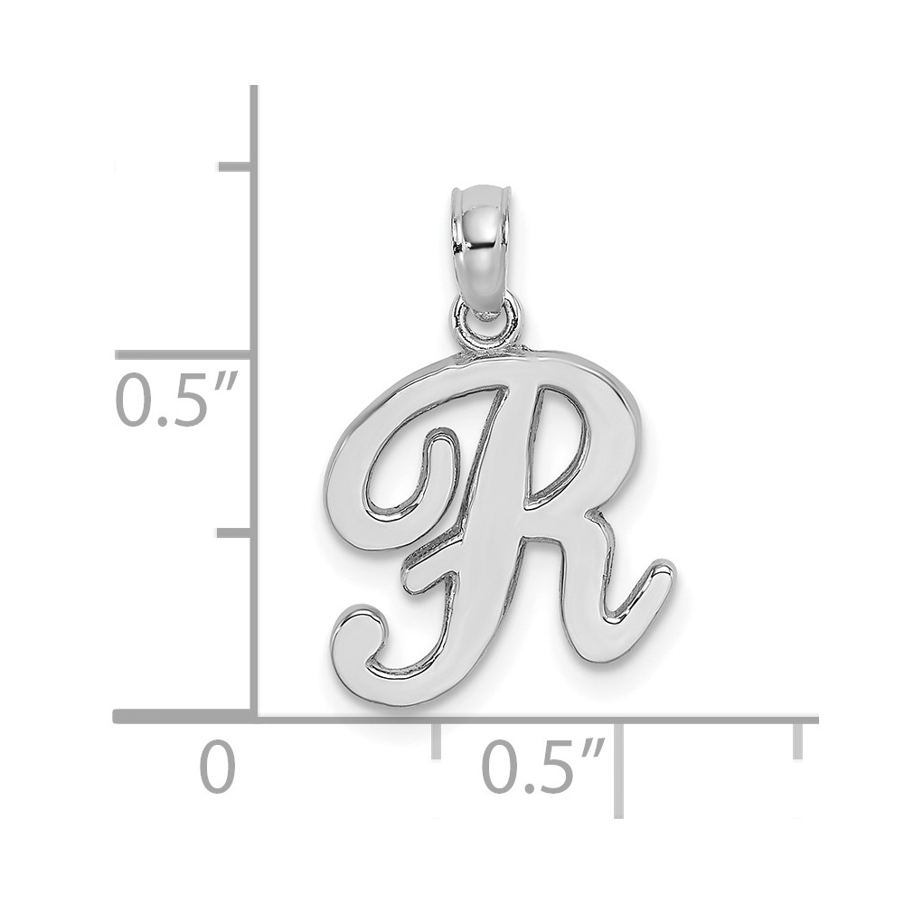10K White Gold Polished R Script Initial Charm (10K6422WR)