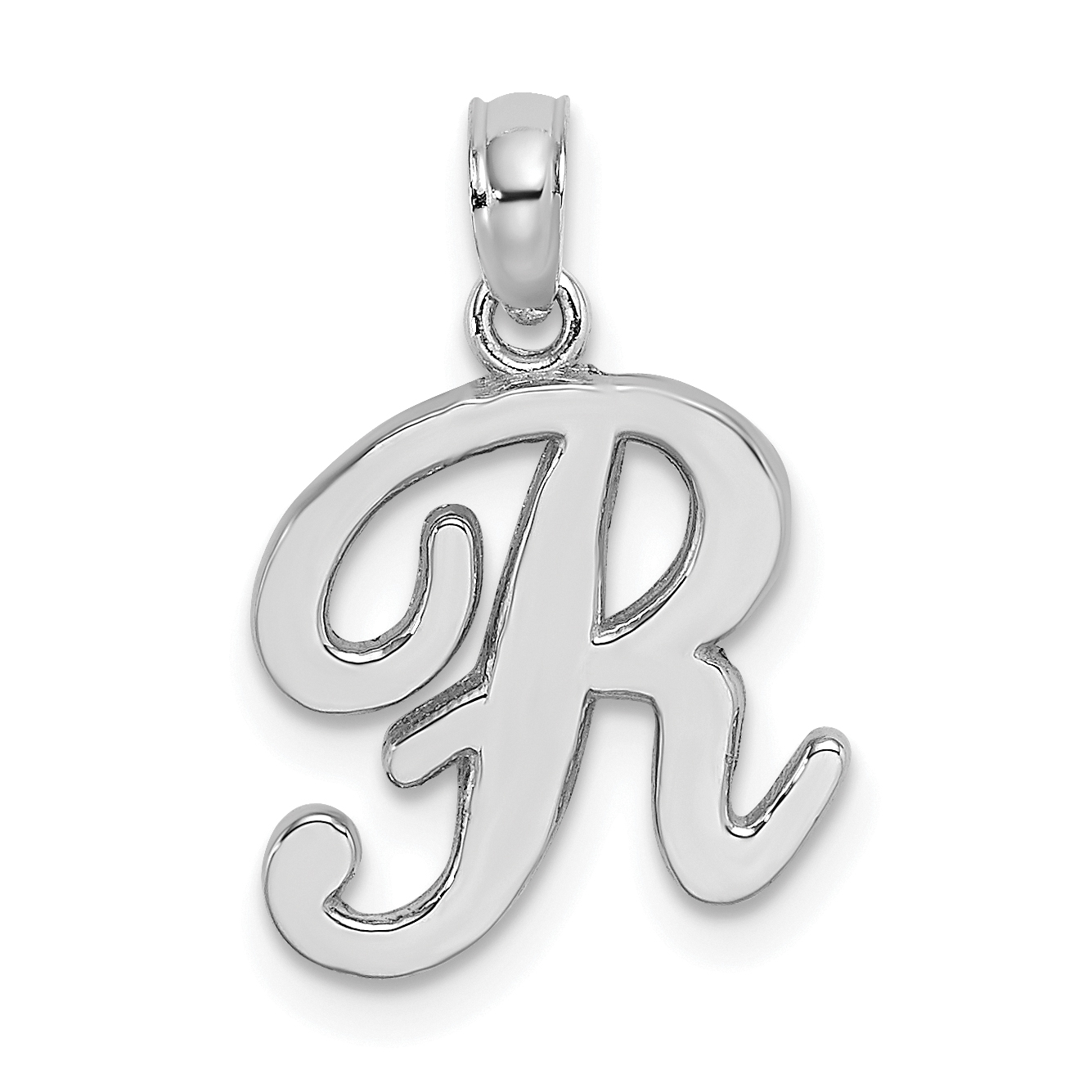 10K White Gold Polished R Script Initial Charm (10K6422WR)